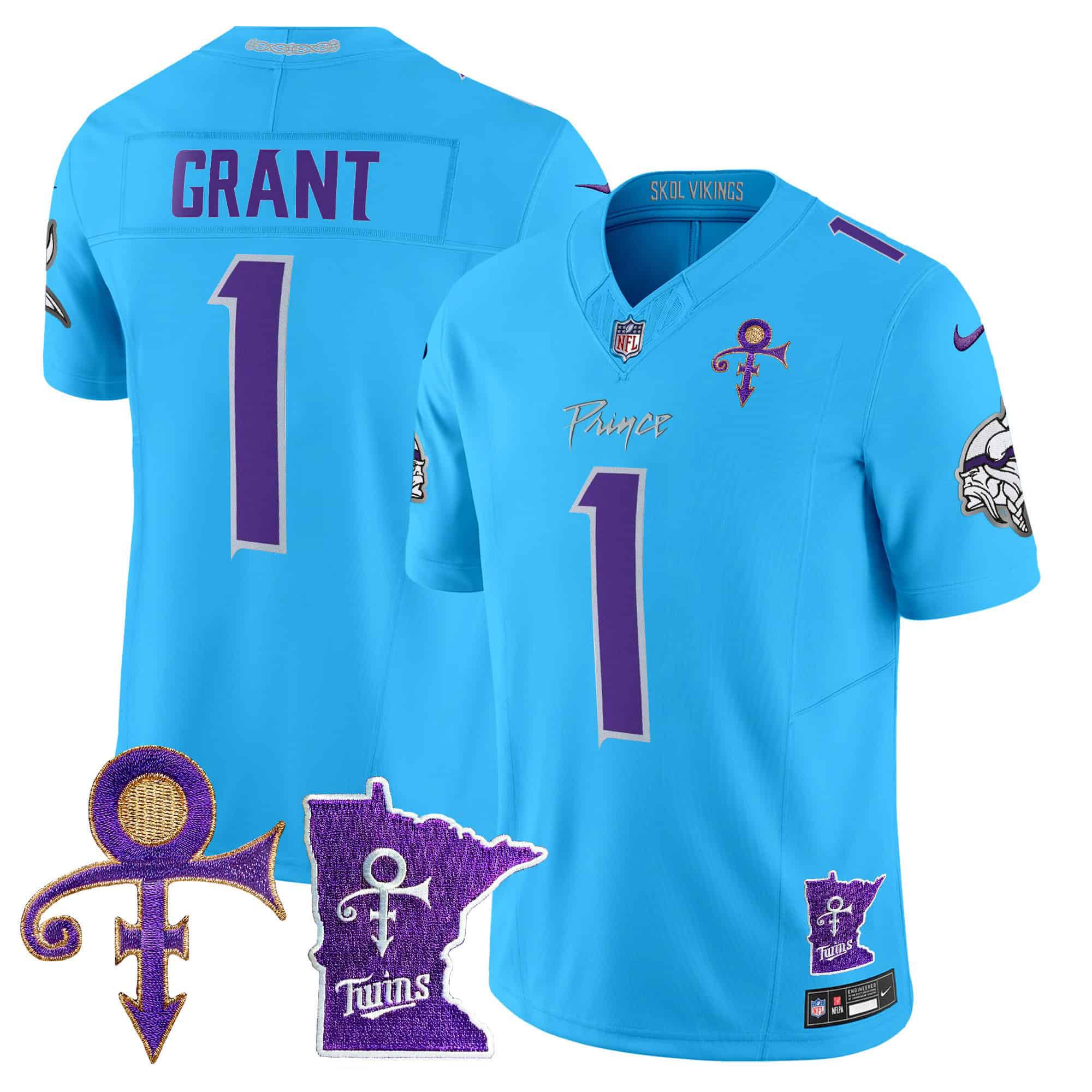 Men Minnesota Vikings #1 Grant Light Blue 2024 Nike Prince Vapor Limited NFL Jersey->indianapolis colts->NFL Jersey